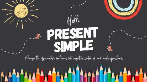 Present simple – changing sentences (without 'to be') – cover