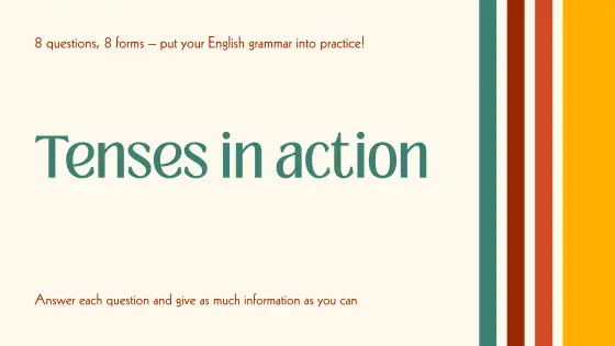 Tenses in action – revision questionnaire – cover