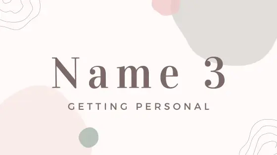 Name 3 – getting personal – cover