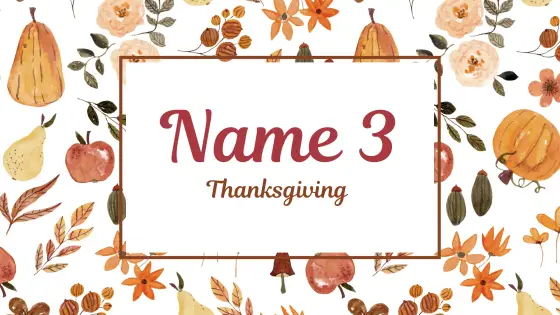 Name 3 – Thanksgiving – cover