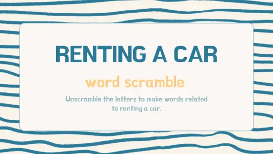 Renting a car – word scramble – cover